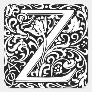 Letter Z Medieval Monogram Art Nouveau Quadratischer Aufkleber