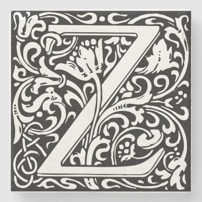 Letter Z Medieval Monogram Art Nouveau Steinuntersetzer (Vorderseite)