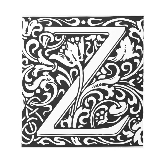 Letter Z Medieval Monogram Vintag Initial Notizblock (Vorderseite)
