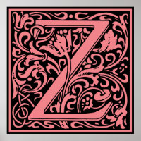 Letter Z Medieval Monogram Vintag Initial