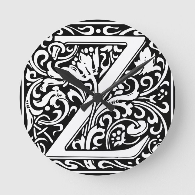 Letter Z Medieval Monogram Vintag Initial Runde Wanduhr (Vorderseite)