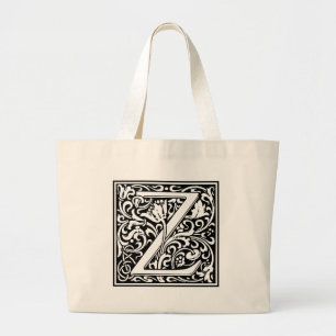 LETTER Z Medieval Monogram Vintage BREITES Jumbo Stoffbeutel