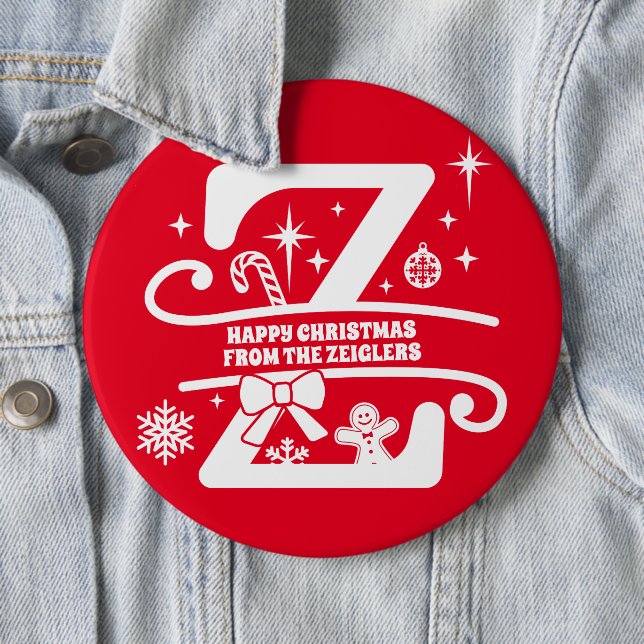 Letter Z Monogram Anfangsname Familienname Gruß Button (Beispiel)