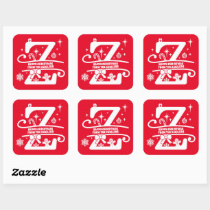Letter Z Monogram Anfangsname Familienname Gruß Quadratischer Aufkleber