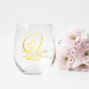 Letter Z Monogram Bridesmaid Geschenk, Modernes El Weinglas Ohne Stiel