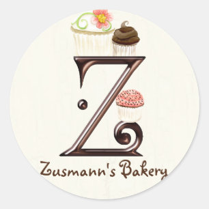 Letter Z Monogram Cupcake Logo Business-Aufkleber Runder Aufkleber