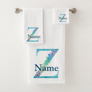Letter Z Monogram Initial Bath Gift Set
