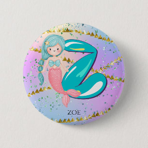 Letter Z Monogram Niedliches Mermaid-Kinderzimmer Button