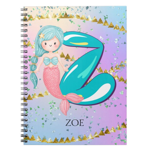 Letter Z Monogram Niedliches Mermaid-Kinderzimmer Notizblock (Vorderseite)