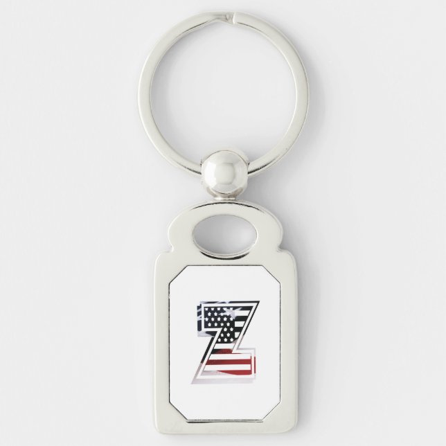 Letter Z Monogram Patriotic Schlüsselanhänger (Vorderseite)