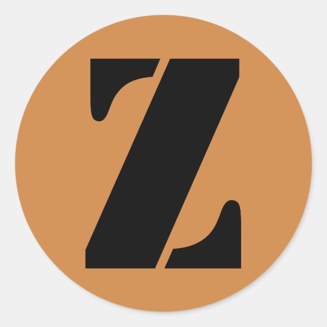 Letter Z Stencil Alphabet von Janz Peru Gold Runder Aufkleber (Vorderseite)