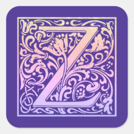Letter Z Vintager erster Buchstabe Gradient Quadratischer Aufkleber