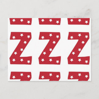 Letter Z - White Stars on Dark Red Postkarte