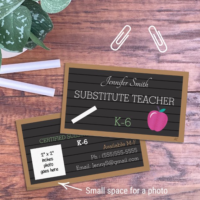 Letterboard Sub Teacher Small Foto Business Cards Visitenkarte (Von Creator hochgeladen)