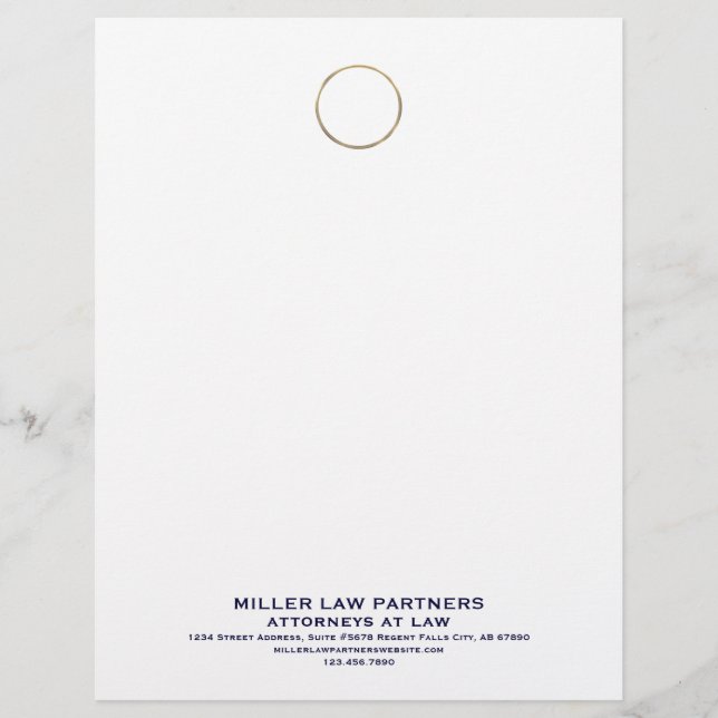 Letterhead - Anwaltskanzlei - Elegantes Gold-Logo Briefbogen (Vorderseite)