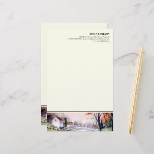 Letterhead Arched Bridge Aquarellbilder Briefpapier