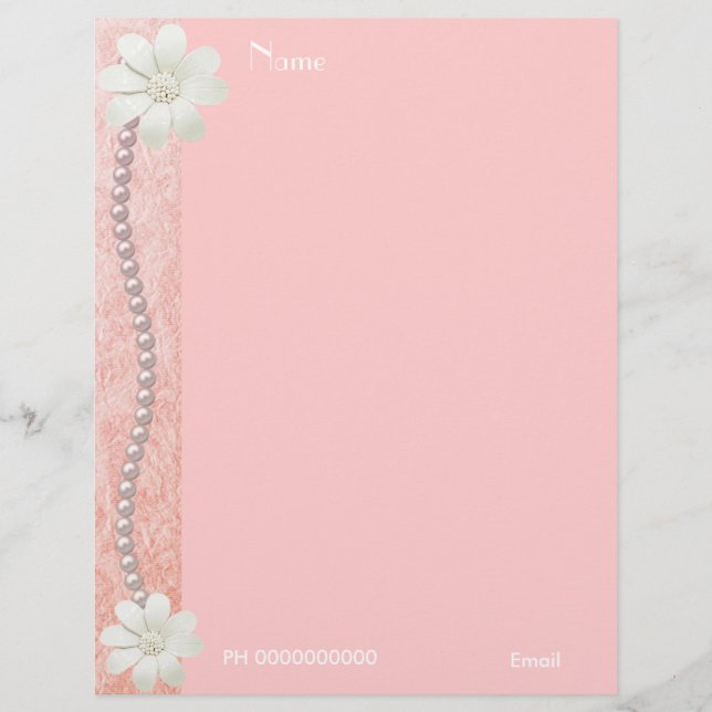 Letterhead Blume Jewel Pearls Pink Border 2 (Vorderseite)