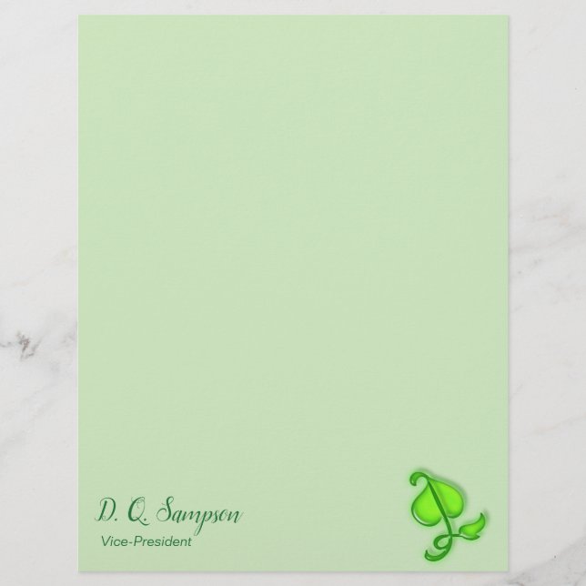 Letterhead - Green 3D Leaf mit Name (Vorderseite)