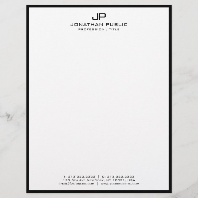 Letterhead Professional Modern Black White Simple Briefbogen (Vorderseite)