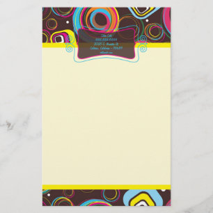 Letterhead Stationery des Retro Circle Square aus Briefpapier