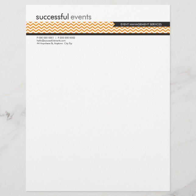 LETTERHEAD trendige, fett Zickzack Streifen Orange Briefbogen (Vorderseite)