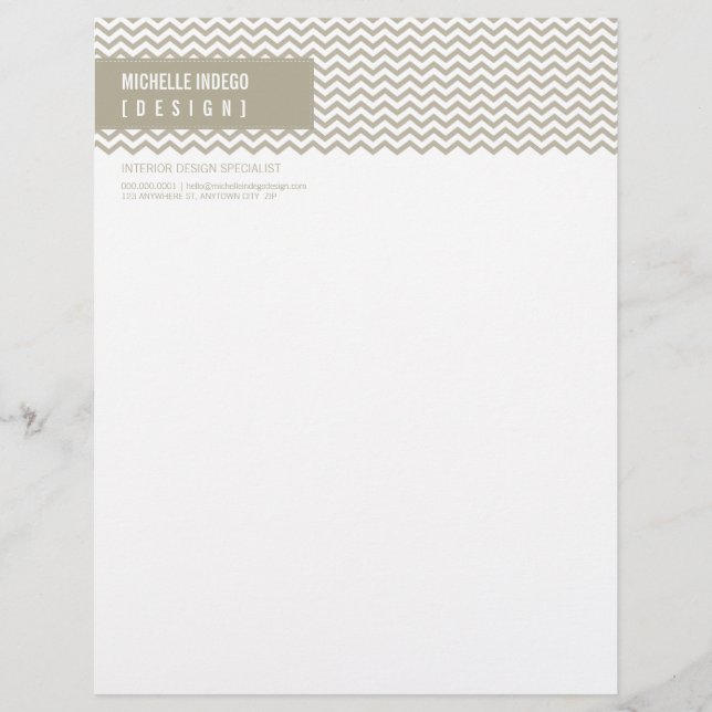 LETTERHEAD Trendy fett Zickzack Streifen taupe Briefbogen (Vorderseite)