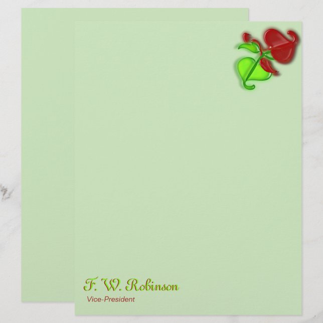 Letterhead - Zwei 3D-Blätter mit Namen (Vorne/Hinten)