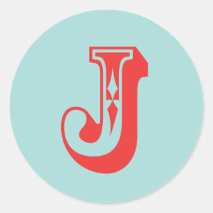 LetterI J Karneval-Stil Monogramm erste Gefälligke Runder Aufkleber
