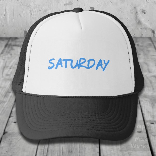 Lettering Design ‘Saturday’ in Sky Blue Truckerkappe (Von Creator hochgeladen)