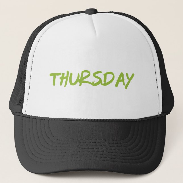 Lettering Design ‘Thursday’ in Green Truckerkappe (Vorderseite)