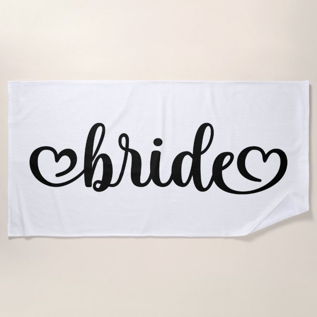 Lettering Hearts Bride Strandtuch (Vorderseite)