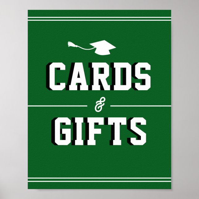 Letterman Abschluss GREEN Karten & Geschenke  Poster (Vorne)