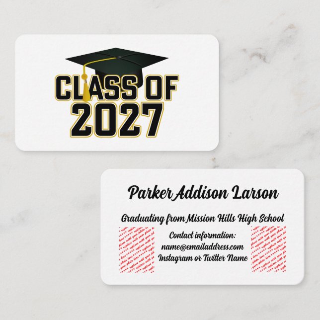 Letterman Abschlussjahrgang 2027 Diplomierung Begleitkarte (Vorne/Hinten)