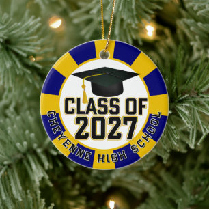 Letterman-Abschlussklasse 2027 Foto-Abschlussfeier Keramik Ornament