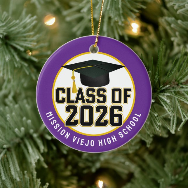 Letterman Class of 2026 Foto Abschluss Keramik Ornament (Baum)
