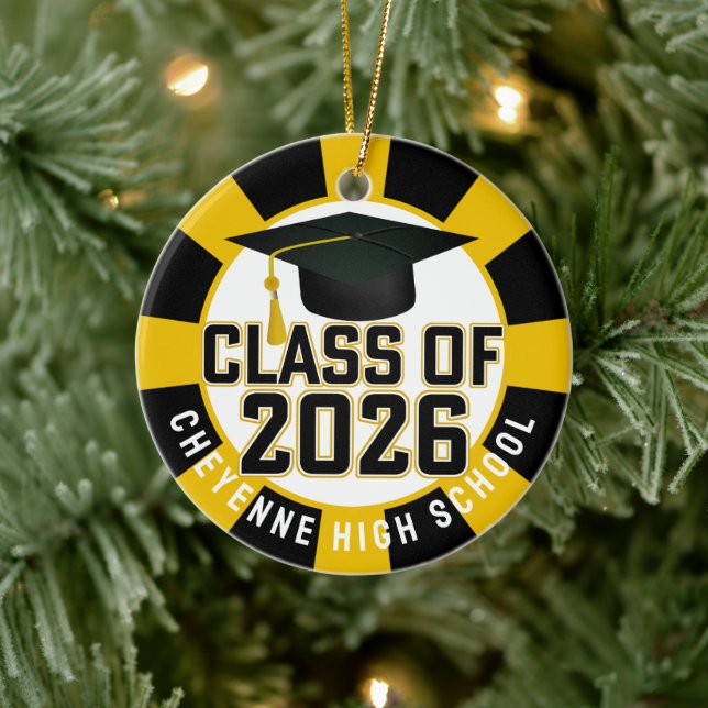 Letterman Class of 2026 Foto Abschluss Keramik Ornament (Baum)