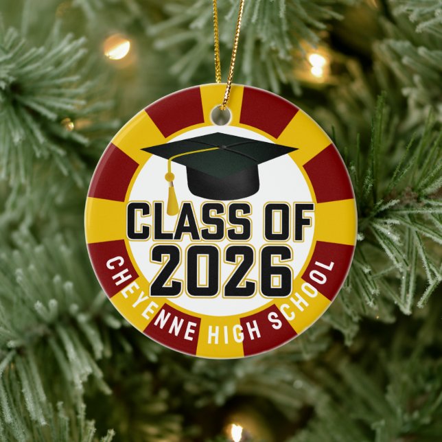 Letterman Class of 2026 Foto Abschluss Keramik Ornament (Baum)