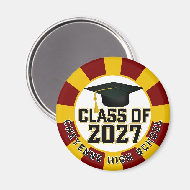 Letterman Class of 2027 Graduation Magnet (Vorderseite/Rückseite)