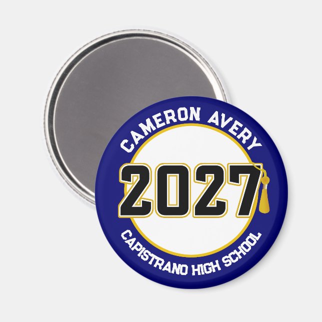 Letterman Class of 2027 Graduation Magnet (Vorderseite/Rückseite)