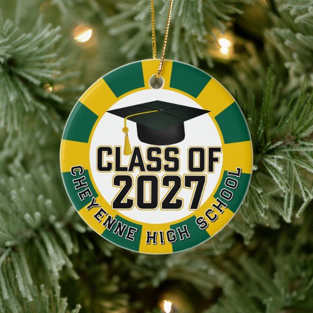 Letterman Class of 2027 Photo Graduation Keramik Ornament (Baum)
