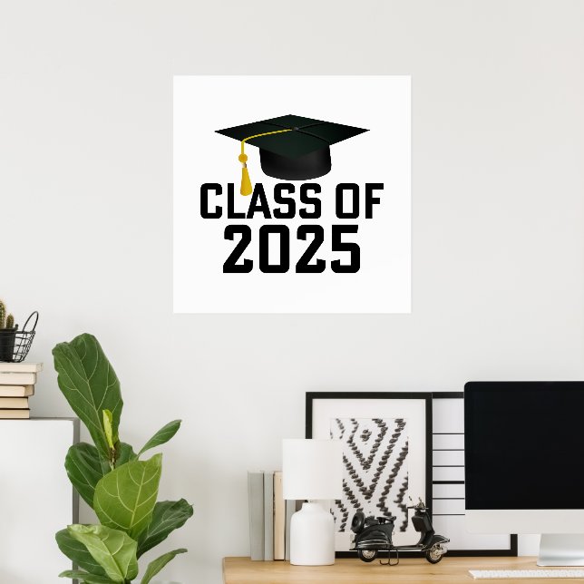 Letterman Grad Cap-Klasse 2025 Poster (Heimbüro)
