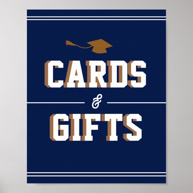 Letterman Graduation NAVY Cards & Favors  Poster (Vorne)