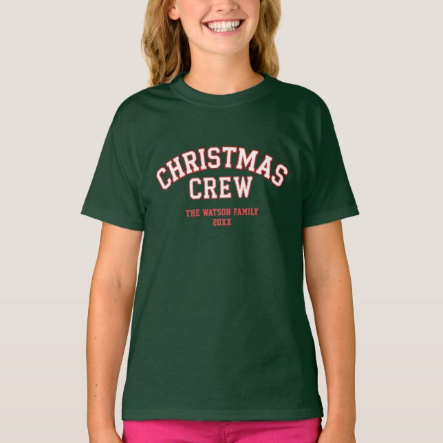 Letterman Weihnachtskollegium Familienname der Cre T-Shirt (Vorderseite)