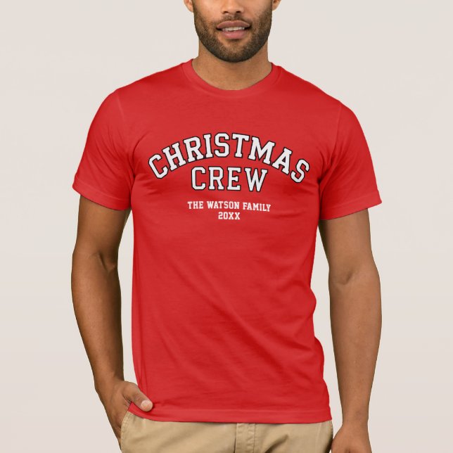 Letterman Weihnachtskollegium Familienname der Cre T-Shirt (Vorderseite)