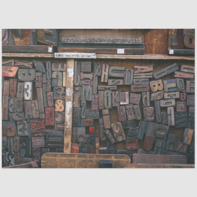 Letterpress Holzart Decoupage Seidenpapier (Vorderseite)