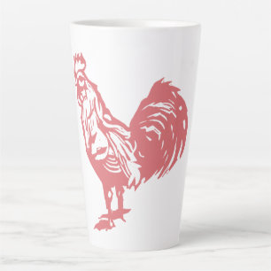 Letterpress-Stil roter Hahn Milchtasse