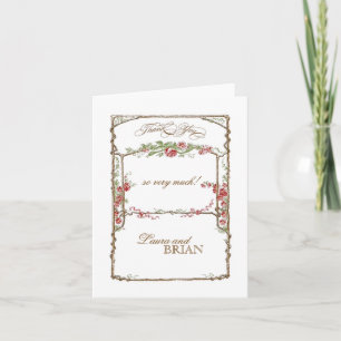 Letterpress-Stil Vintage Faux Bois Gitter - Rot Dankeskarte