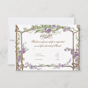 Letterpress Style Vintage Imitate Bois Trellis Lil RSVP Karte