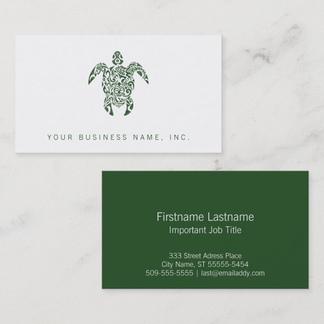 Letterpress Tribal Style Turtle Business Card Visitenkarte (Vorne/Hinten)