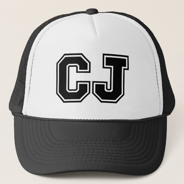 Letters"CJ"Monogram Truckerkappe (Vorderseite)